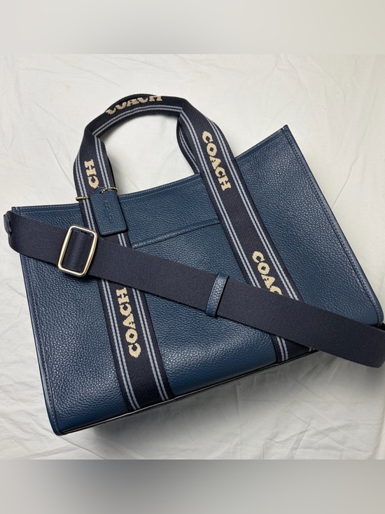 Coach Other - Coach Smith Tote Blue Pebbled Leather Logo Strap - CBM10